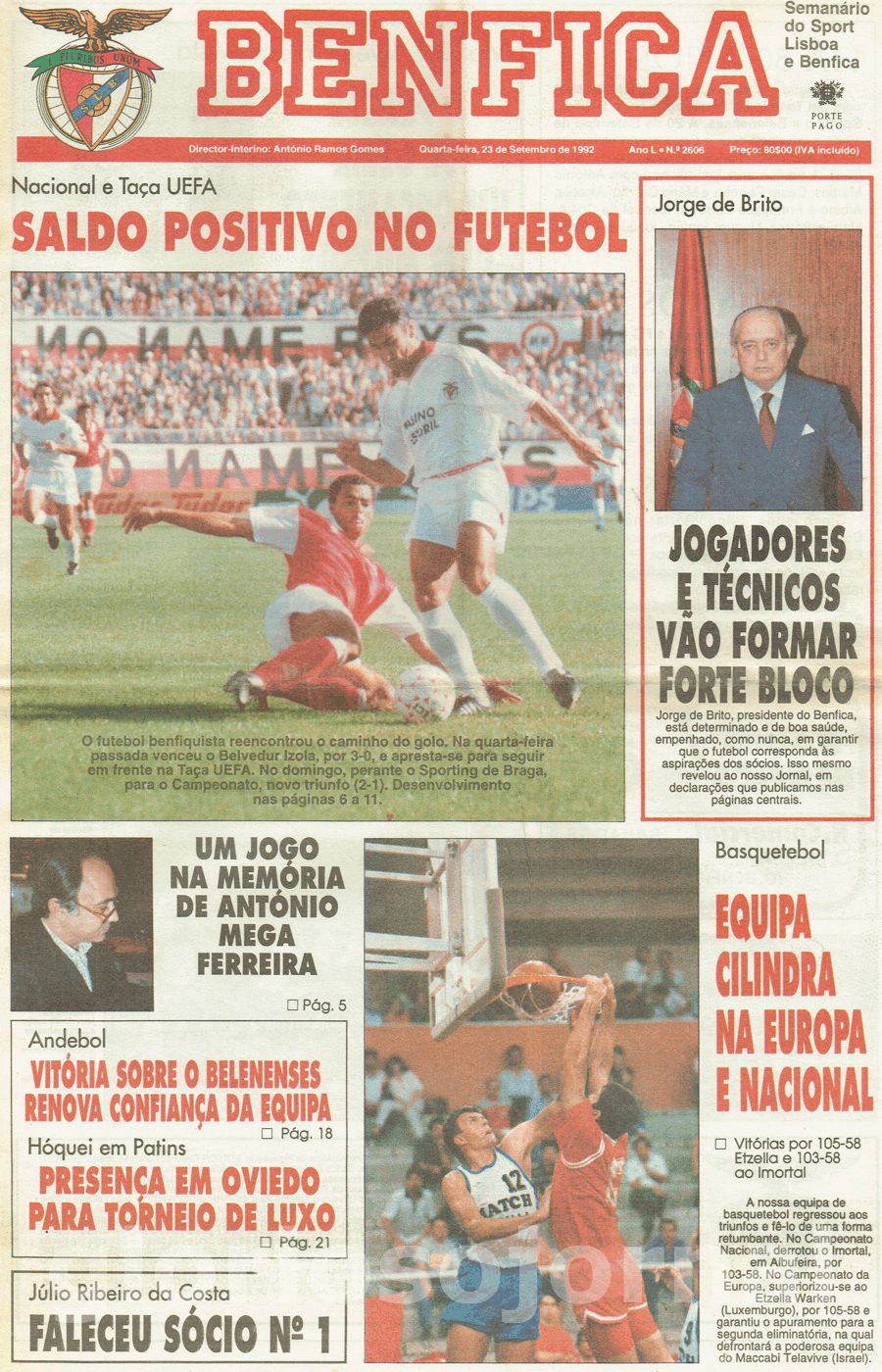 jornal o benfica 2606 1992-09-23